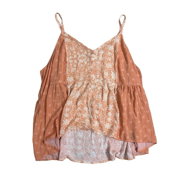 Torrid Tank Top Blouse Gauzey Orange Boho Floral Summer Crinkle Plus Size 4X - Picture 2 of 5